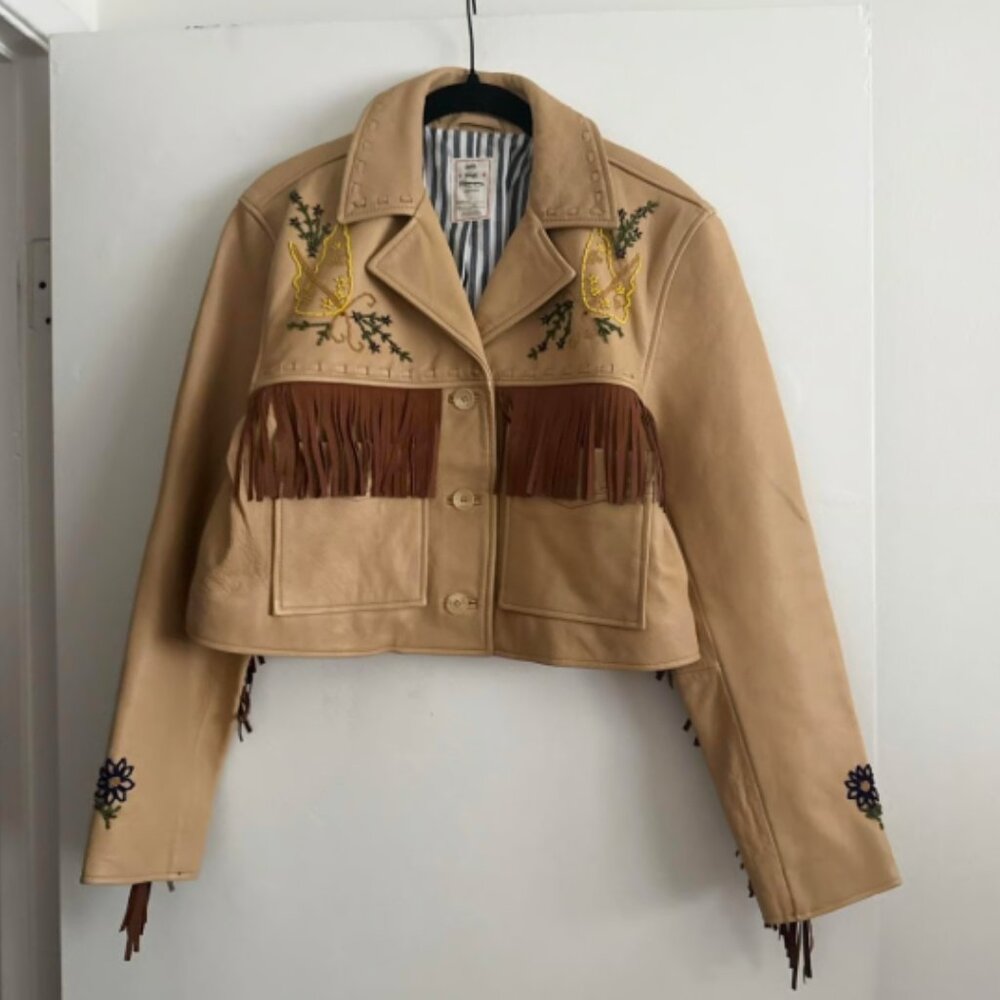 Free People - We The Free | Olivia Leather Fringe Jacket - Size XS